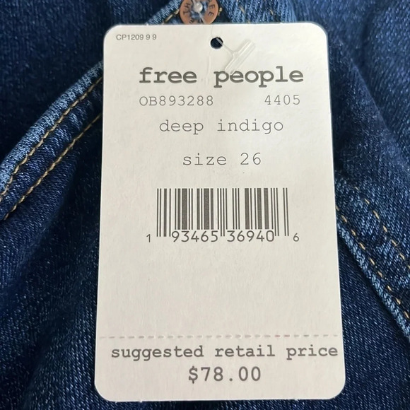 Free People/We The Free Raw Hem High Rise Skinny Jegging in Deep Indigo - Sz 26 - Picture 6 of 8